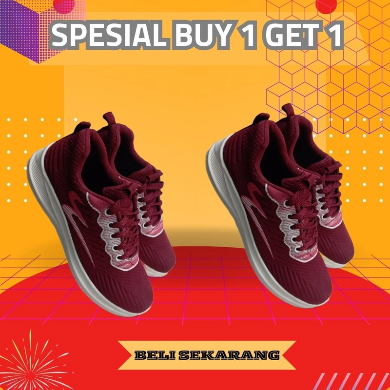 Product image LUXIA - Buy 1 Get 1 Sepatu Kets Sneakers Sport Pria Korean Shoes New SP-03 43 MARON