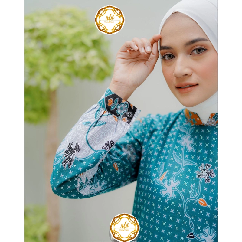 Product image Rambe Batik Indonesia - Couple Tunik Laksha Hijau Modern dan Exclusive Kemeja Saja Size M Laksha Hijau