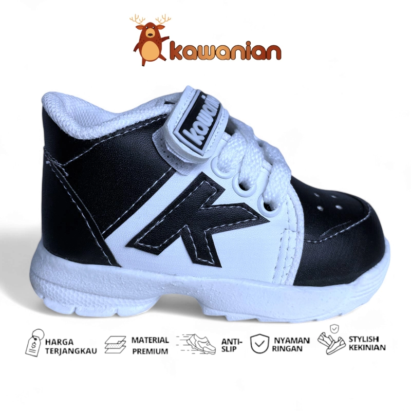 Product image Kawanian - Sepatu Sneakers Anak Laki Laki Motif Logo K Dengan Penutup Tali Dan Velcro Usia 1 Hingga 24 Hitam
