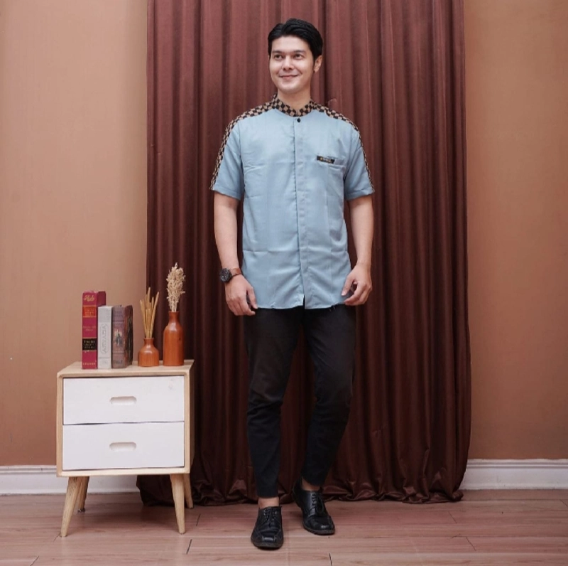 Product image Juragan Kurta - Baju koko pria dewasa lengan pendek terbaru 2024 bagus banget motif agung M Agung blue ice