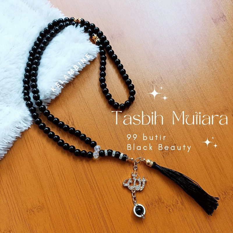 Product image Kelambine - Tasbih Mutiara 99 Butir Free Box + Dustbag Tasbih Mutiara Black Beauty