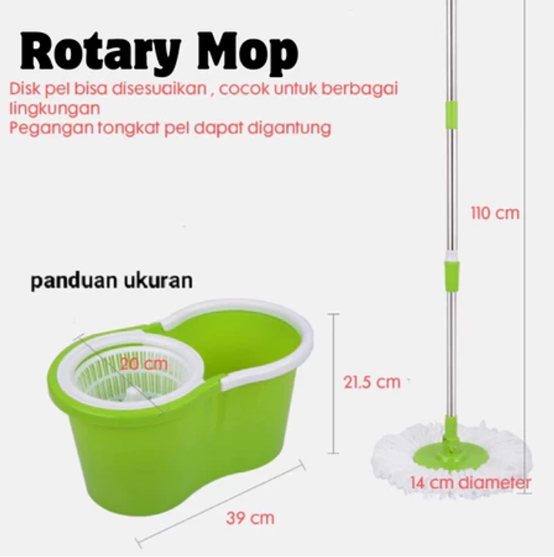Product image UNIQSO STORE - MAGIC MOP ROTARY ALAT PEL Set Ember Alat Pel Praktis Minimalis Spin Mop Pel 360 Derajat Alat AT 1 UNIT HIJAU