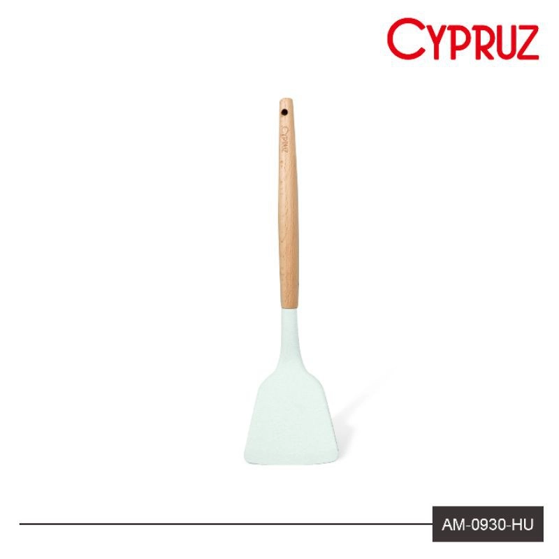 Product image Cypruz - Cypruz Utensil Gagang Kayu Kepala Silicone Turner FULL AM-0930-HU Panjang : 32 cm Warna : Hijau