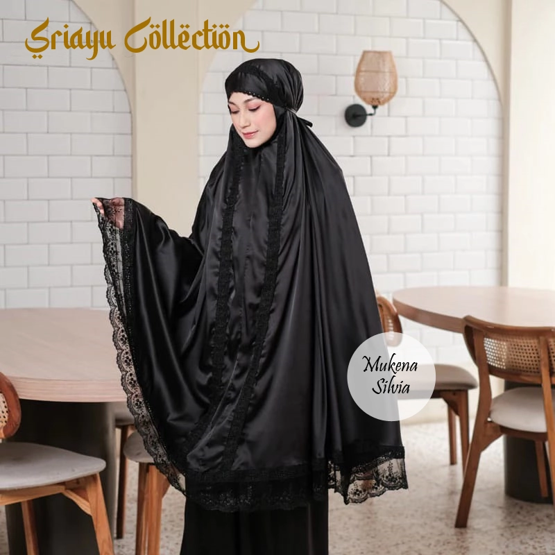 Product image SRIAYU COLLECTION - Mukena SILVIA 2 IN 1 ARMANY SIKL PREMIUM ALLSIZE HITAM