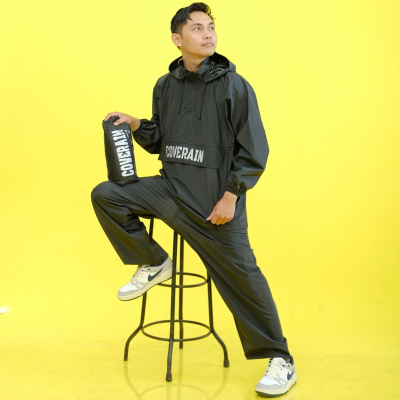Product image Coverain - Coverain - Jas Hujan Coverain Kangguru Premium Standar Hitam