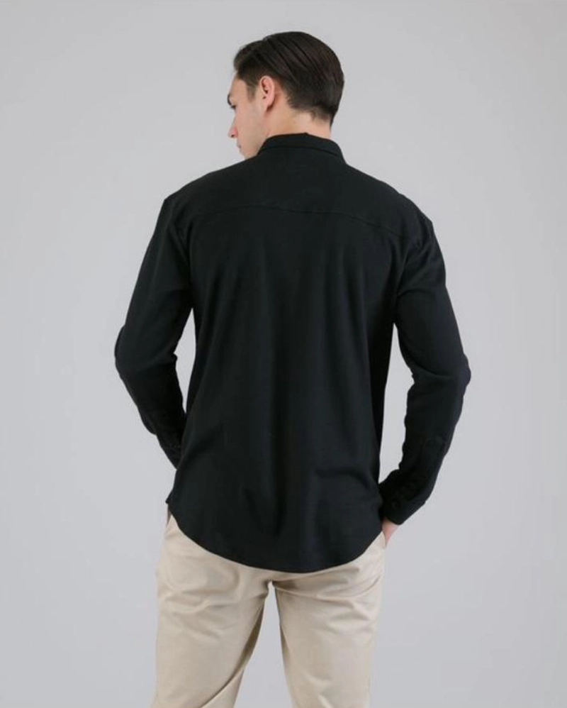 Product image HMHS - kemeja hitam polos pria casual s hitam