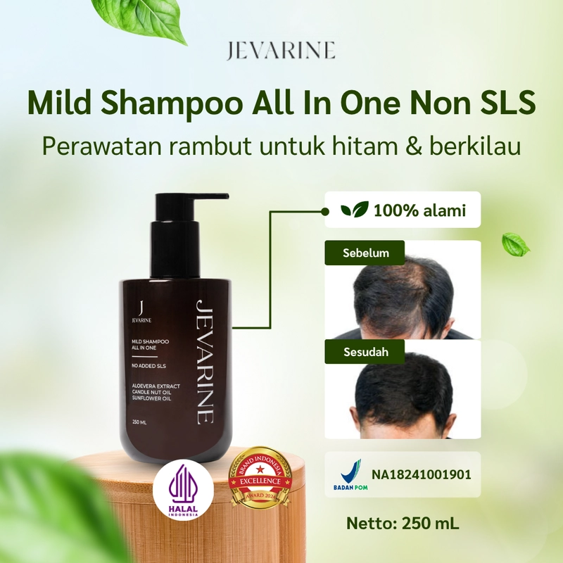 Product image Jevarine - Mild Shampoo All In One Non SLS 250ml Coklat