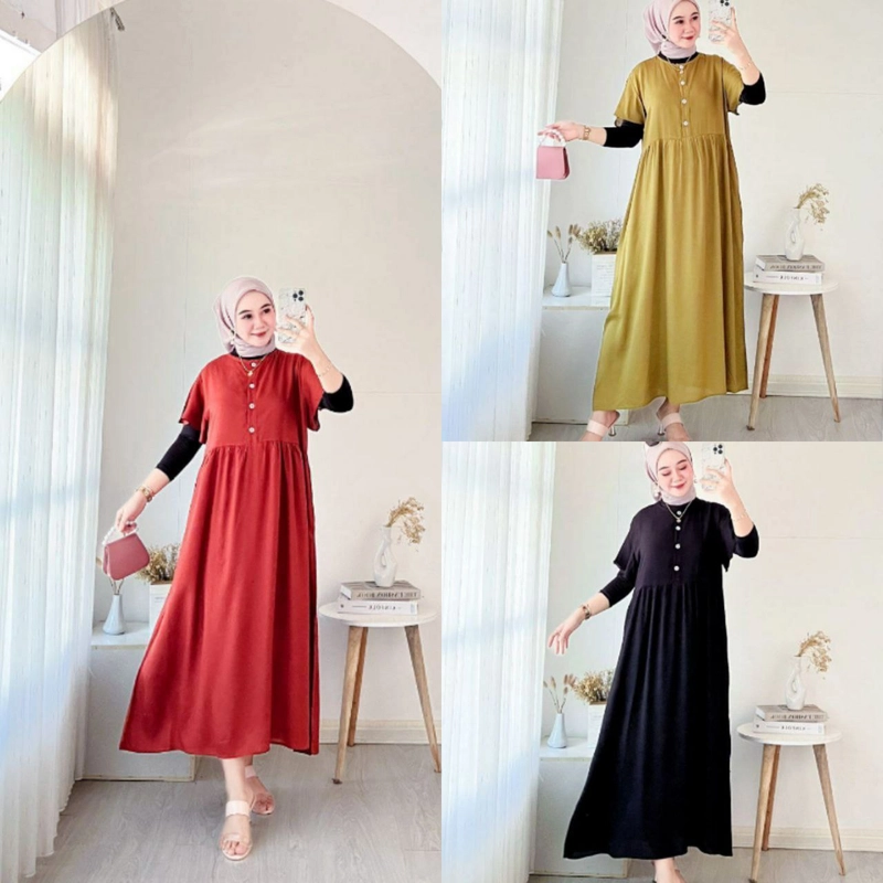 Product image Batik Mona Dress Premium Allsize Kuning