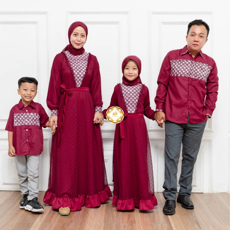 Product image Batik Couple Set Keluarga Ayuma Maroon Premium Bisa Beli Pisah Hem Anak XL Maroon