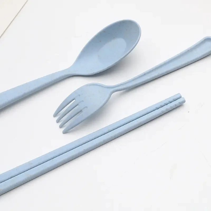 Product image KAMJE Sendok Sumpit Garpu Set Portable Alat Makan Bahan Jerami Gandum KMJ267 KMJ267 BIRU