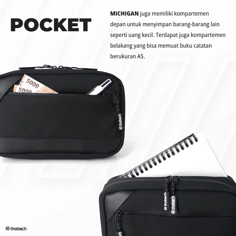 Product image Thobach official - THOBACH-SLING BAG WATERPROOF&FIRE RESIST MICHIGAN HAND BAG MULTIFUNGSI PRIA WANITA ANTI BARA API all size black