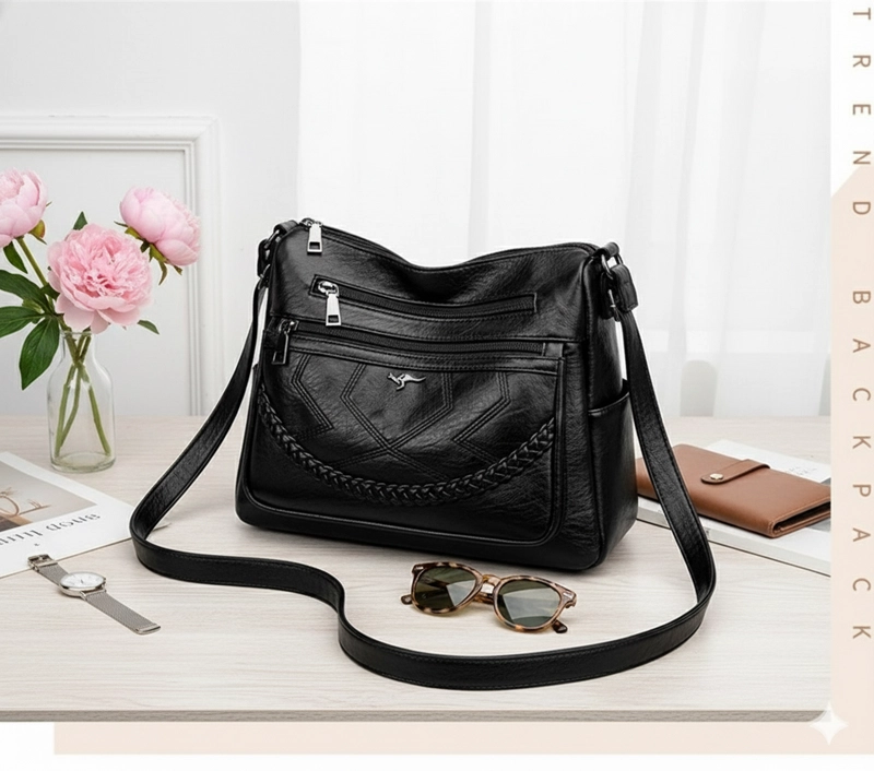 Product image CBL - BELLA Slingbag - Tas Selempang Slingbag Wanita BELLA Tas Selempang Anyaman Kepang Medium Hitam