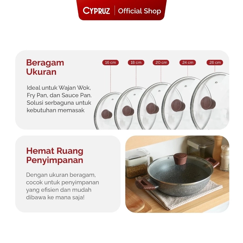 Product image Cypruz Official - Cypruz Tutup Kaca Knob Kayu 18cm SP-0781 XL KACA