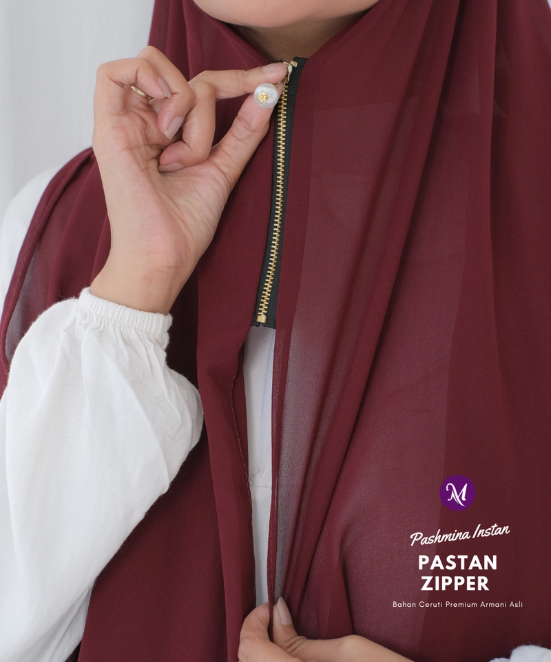 Product image Milyarda Hijab - Pashmina Zipper Instan Milyarda Hijab Pasmina All Size Marun