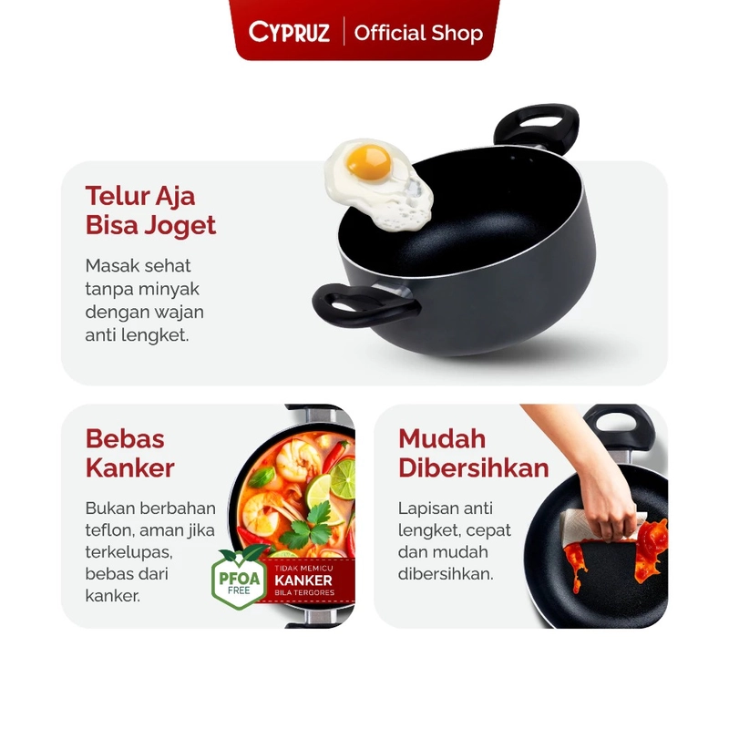 Product image Cypruz Official - Cypruz Press Casserole Ecolite Series 20cm PI-1050 XL HITAM