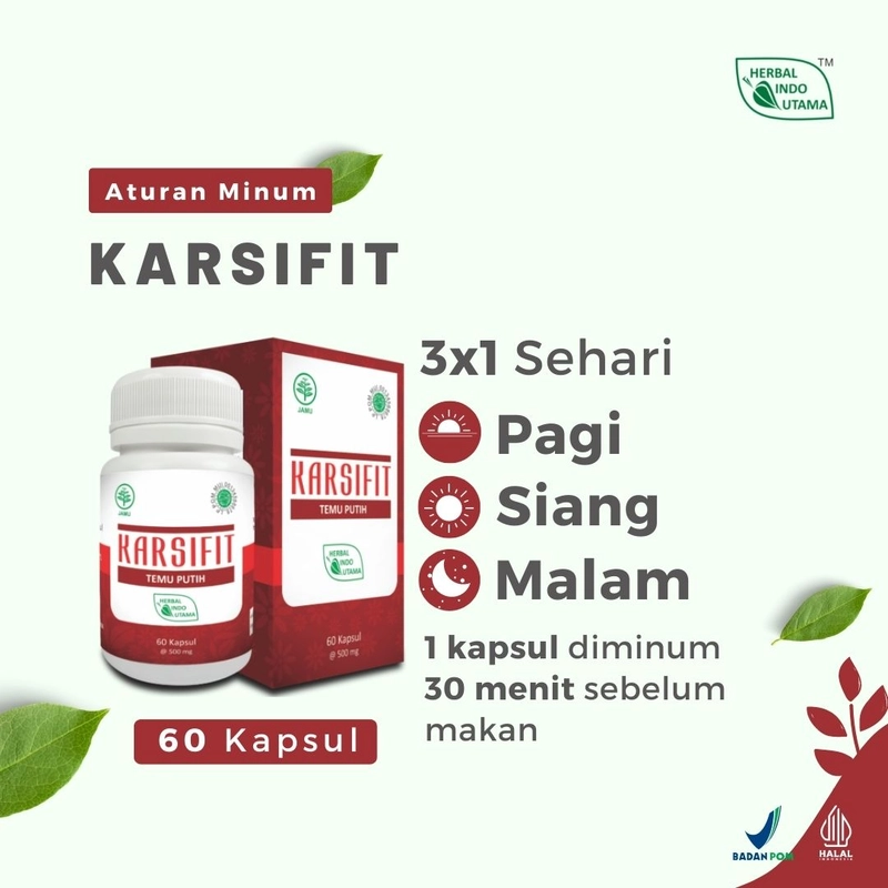 Product image Herbal Indo Utama - KARSIFIT Kapsul Obat Kanker Temu Putih 60 Kapsul 60 Kapsul Kapsul Serbuk