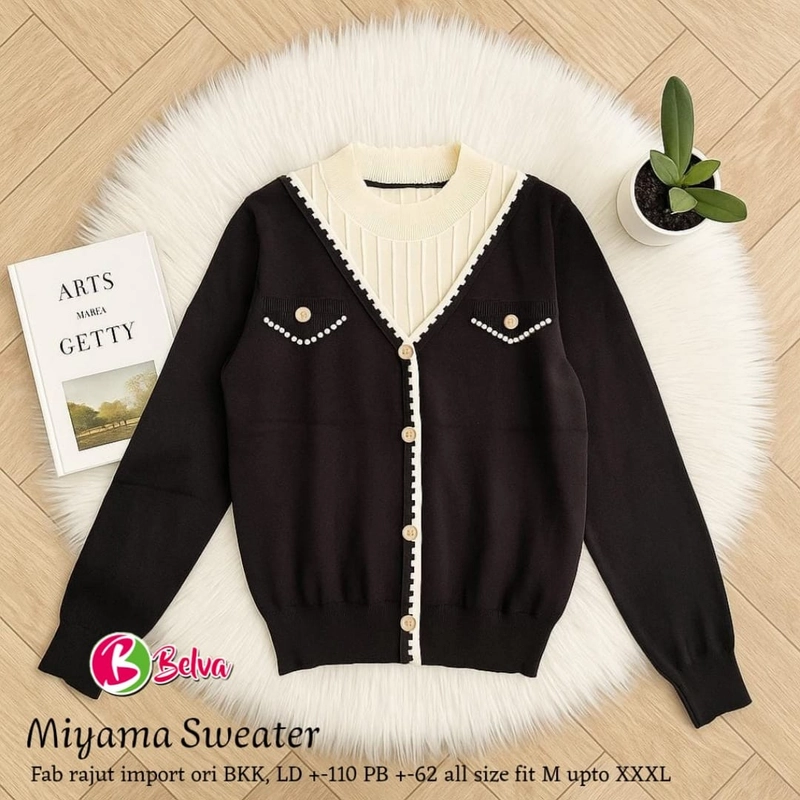 Product image Griya Busanaku Solo - Miyama sweater rajut import All size Black-white