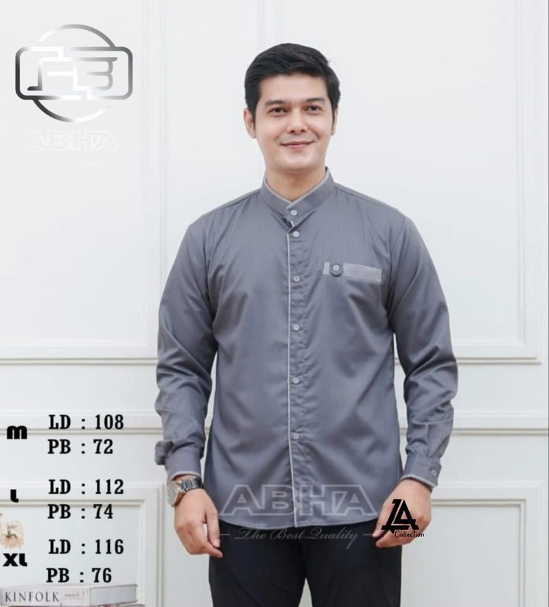 Product image Batik Alfin - Baju koko pria dewasa Lengan panjang poloss seriess terbaru koko dewasa M Koko abu