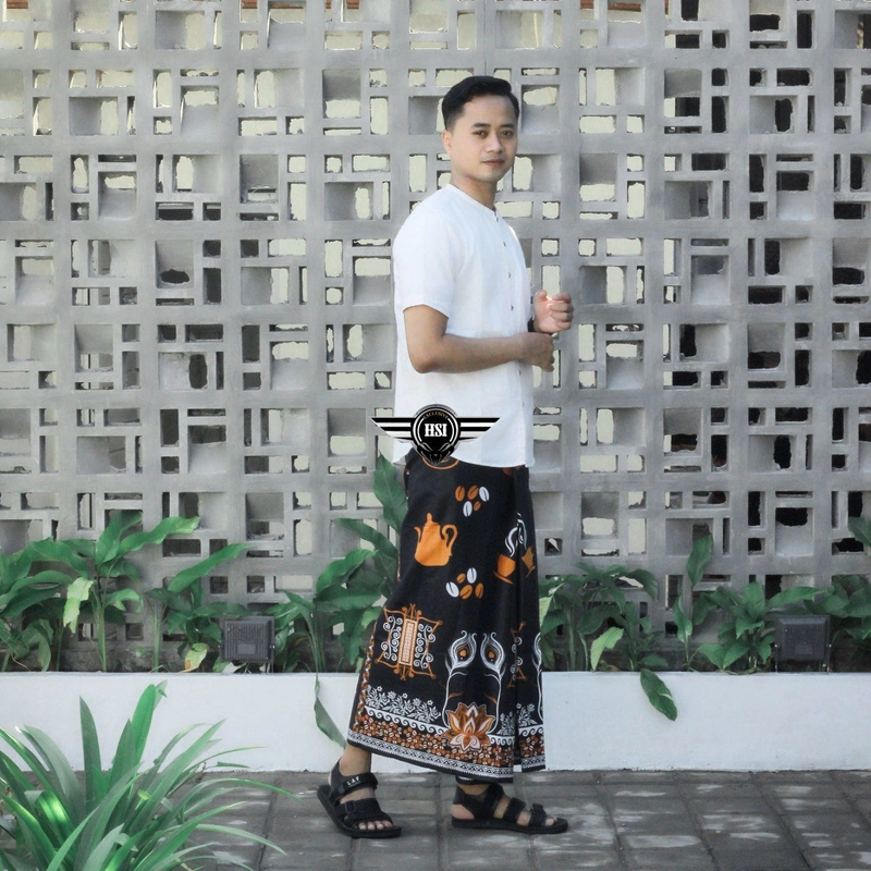 Product image Batik Alfin - Sarung uk dewasa motif cangkir kopi Dewasa Hitam