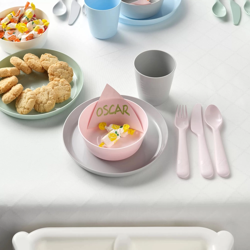 Product image RUMAH RAYA - (PO) Set Peralatan Makan Sendok Garpu Pisau Plastik 18 Pcs - KLS001 Set 18 Pcs Mix Colour