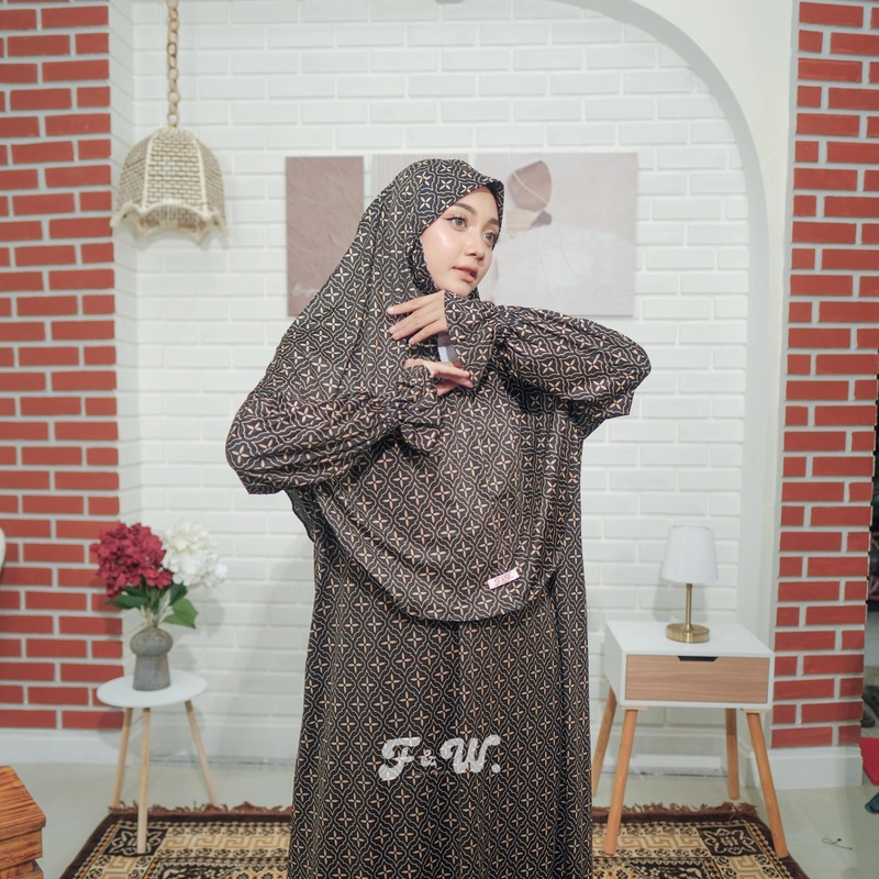 Product image Sakura Baru - Sakura Baru X FnW - Dress Sienna Set Gamis Set Hijab Wanita Muslim Dewasa Jersey Premium Motif Elega All Size Hitam