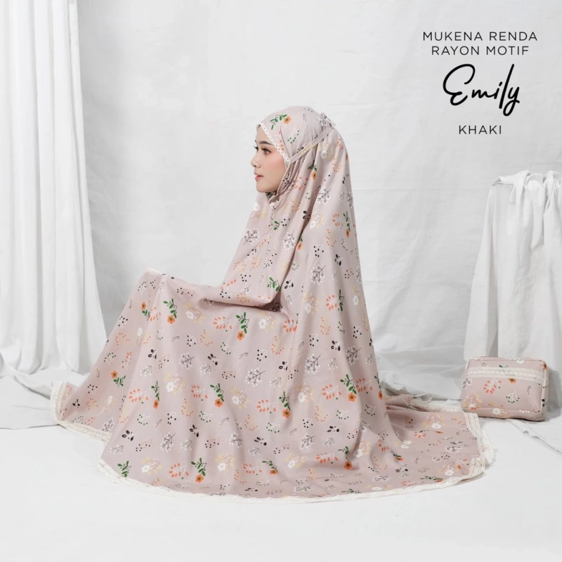 Product image qayd - Mukena Emily Renda Dewasa Bahan Rayon Janger Dewasa Khaki