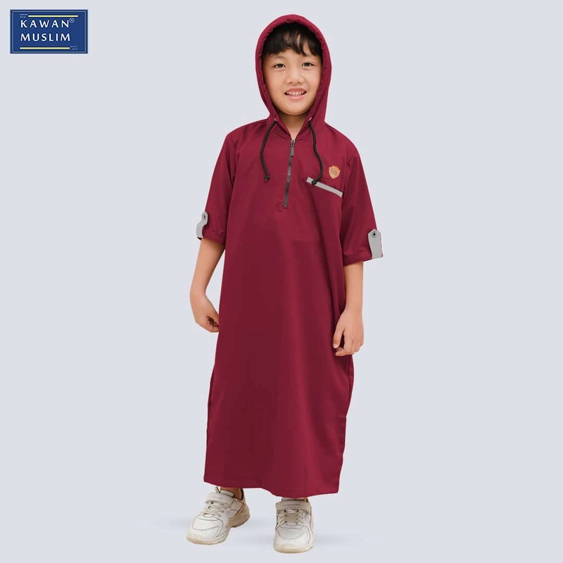 Product image Kawan Muslim - Jubah Gamis Hoodie Anak Laki Laki Premium Lengan 3/4 bahan Adem 1 Sampai 14 Tahun coklat 1&2 tahun