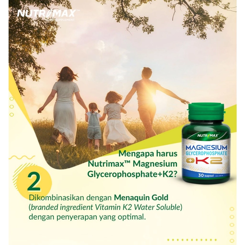 Product image Nutrimax - Nutrimax Vitamin Magnesium Glycerophosphate + K2 Suplementasi Magnesium Dan Vitamin K2 150 gram isi