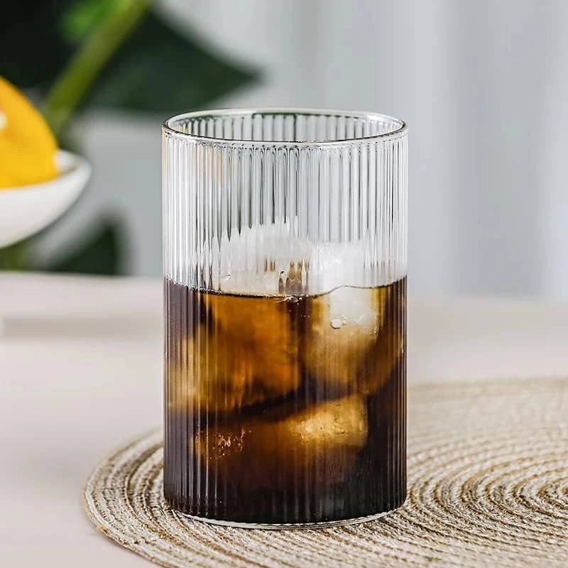 Product image RUMAH RAYA - (PO) Gelas Japanese Striped Heat Resistant 450ml + sendok - SF-455 1 Pcs Putih/Transparent