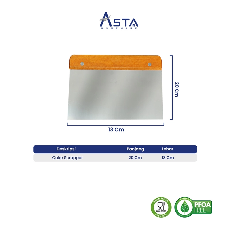 Product image Asta Scraper Pemotong Adonan Cutter Spatula Stainless Asta Serbaguna Lebar 20 cm Size 20 cm