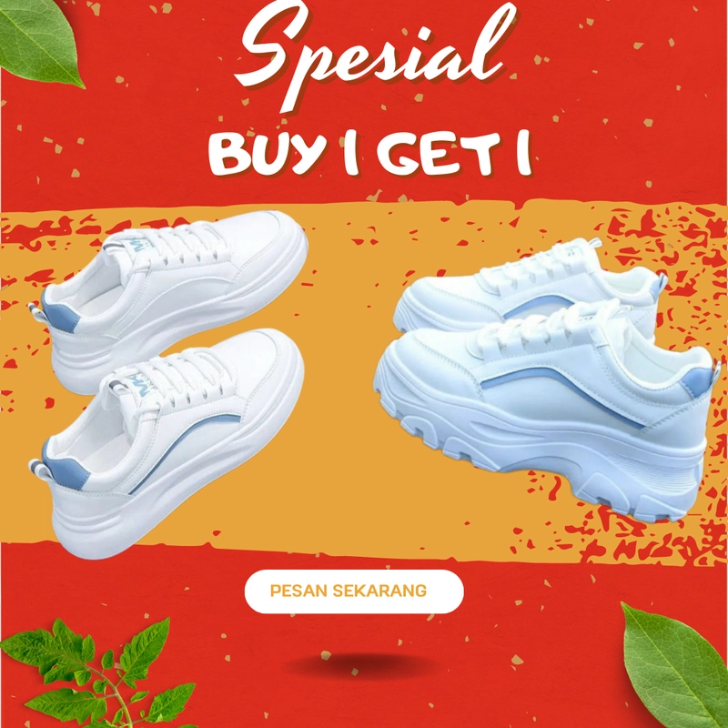 Product image Koekita - Paket Kombinasi Buy 1 Get 1 Sepatu Kets Sneakers Wanita JN-001 & JN-002 38 PUTIH BIRU