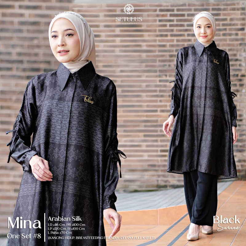 Product image Griya Busanaku Solo - Mina set #8 setelan perempuan original brand All Size Black