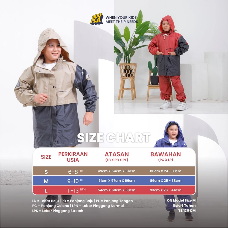 Product image Hoofla - Jas hujan Setelan Anak Khafa Rainkids (KR) S Cream-Hitam