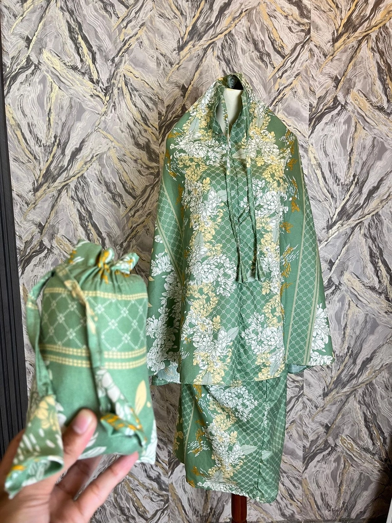 Product image qaydstoreid - Beli 1 Gratis 1 Mukena Anak 2in1 Katun Premium airin anak Hijau