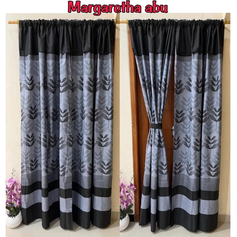 Product image Galeripuko - Gorden serut Pintu dan Jendela Motif Margaretha Abu Serut Margaretha Abu [PO 3 hari Kerja]