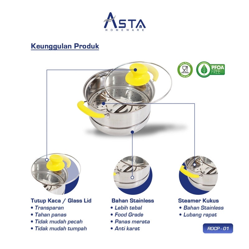 Product image Asta Homeware Official - Asta Panci Set Classic Pots Panci Susun 4 Stainless Steel Warna Hijau