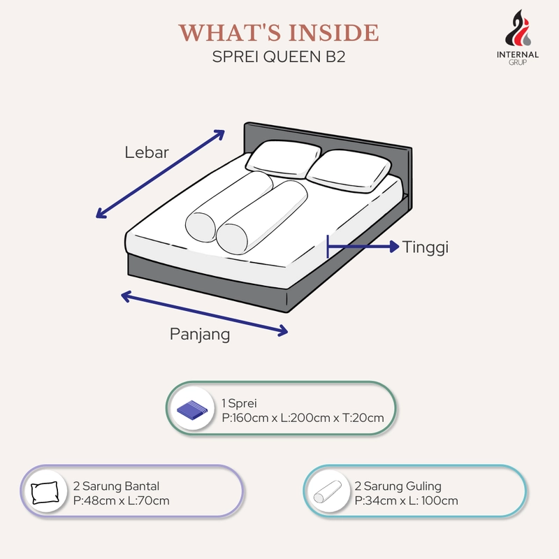 Product image LADY ROSE OFFICIAL - Illusions Sprei Helbi 160x200x20 Queen Bantal 2