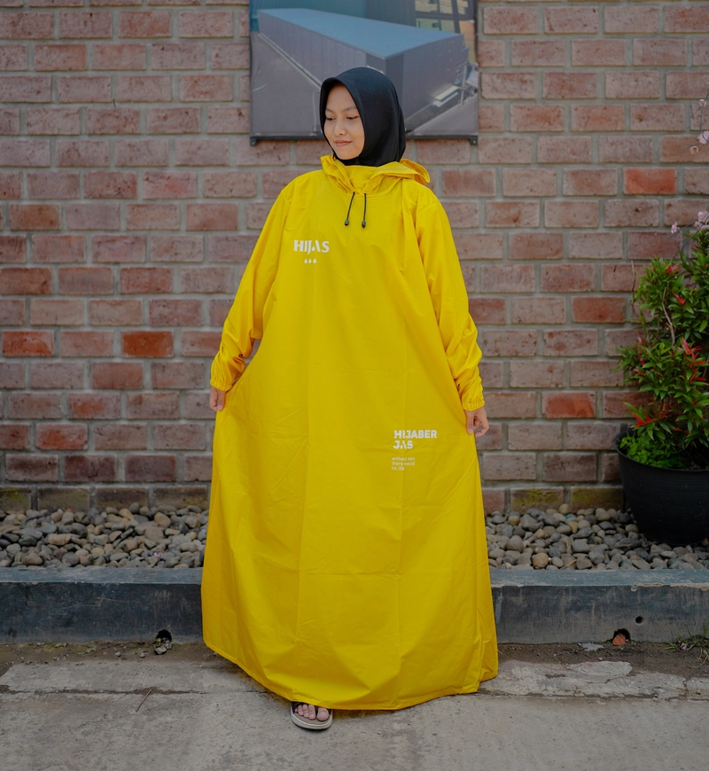 Product image South Legend - Jas Hujan Gamis Muslimah Premium Non Zipper Kuning by Hijas ALLSIZE FIT TO 2XL KUNING