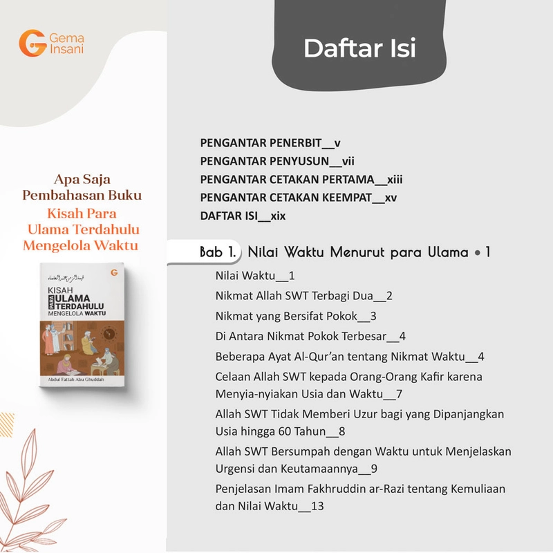 Product image Gema Insani - Kisah Para Ulama Terdahulu Mengelola Waktu 14 x 20 cm SC