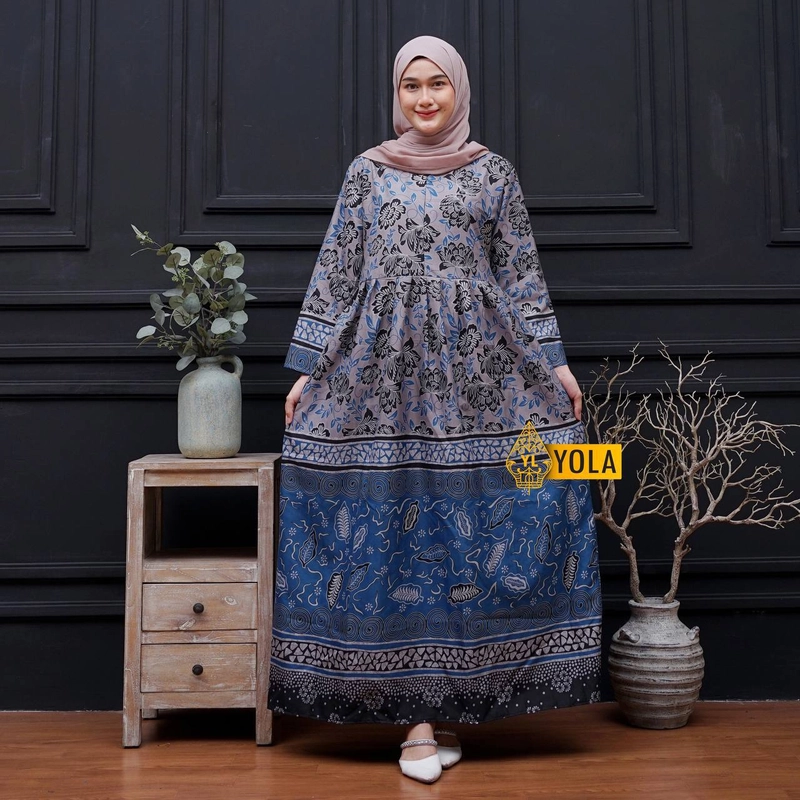 Product image Kois Batik - Batik couplen kemeja dan gamis boleh dipisah motif yola Gamis standar Gamis standar