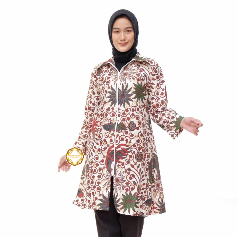 Product image Tunik Zipper - Batik Wanita Unggul Jaya Bahan Halus Tebal dan Anti Luntur - TU5 M TD