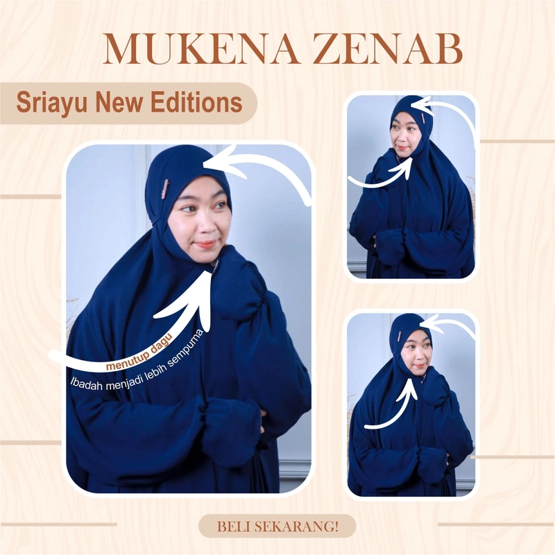 Product image SRIAYU COLLECTION - Mukena ZENAB Menutup Dagu ALL SIZE NAVY