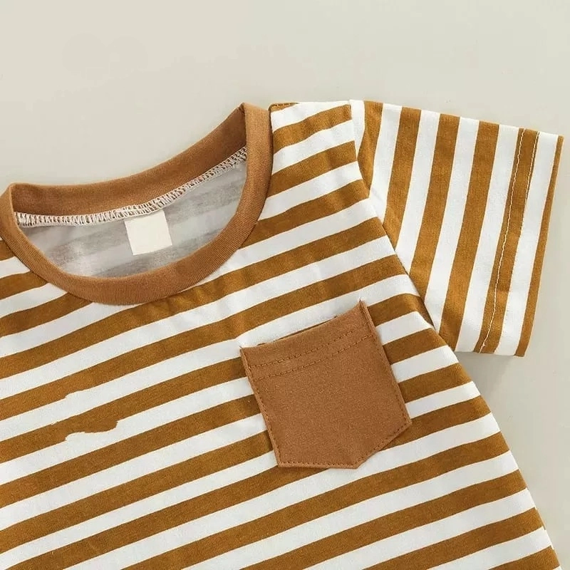 Product image Badia Kids Fashion - Setelan Set Anak Alfa Unisex Kaos Belang dan Celana Pendek Anak Unisex No4 (3-4 Tahun) Bata