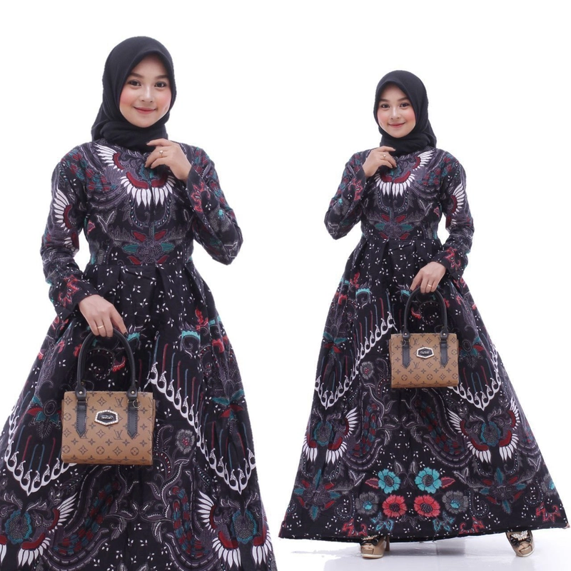 Product image Batik Alfin - Gamis batik cantik gamis wanita model kekinian terbaru gamis muslim Allsize Gamis batik cantik 1