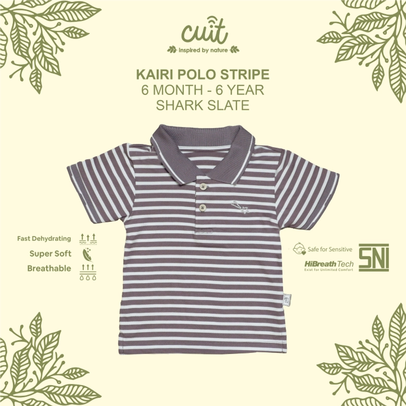 Product image Kintakun Baby - KINTAKUN BABY X CUIT Kairi Stripes Kaos Kemeja Anak Laki-laki Polo Shirt XL (2-3 Tahun) Shark Slate