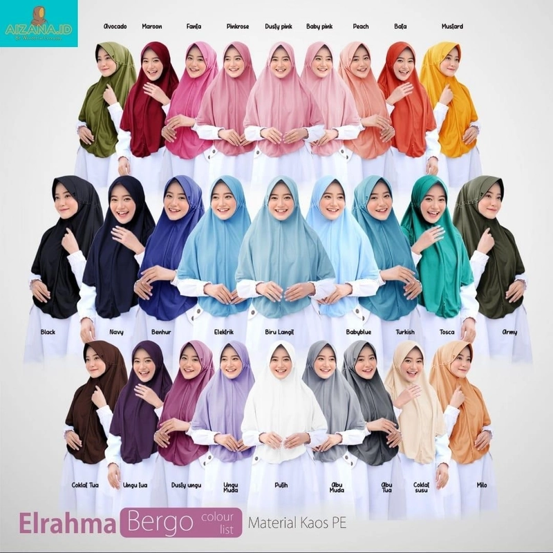 Product image AIZANA MOSLEM FASHION - Jilbab Serut Elrahma Bahan Kaos PE Cantik Konomis L Elektrik