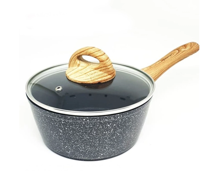 Product image UTAMAMEGA - Yoshikawa Panci 18cm Berapis Marble Anti Lengket Dengan Tutup Kaca Type MJ-12-08