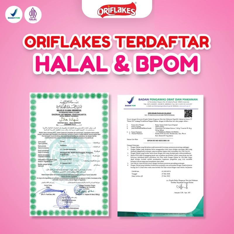Product image Oriflakes - Gaztro Sereal Umbi Garut Sachet 150gr Aneka Rasa BPOM Halal Asam Lambung Gerd 150 gram Jahe