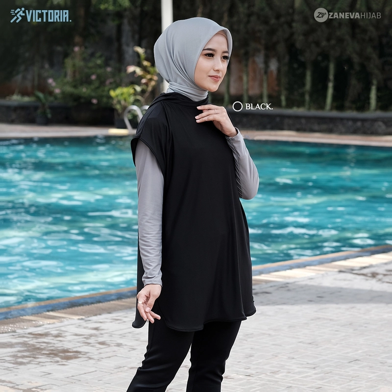 Product image Zaneva Hijab - Victoria Vest Hijab sporty Jersey premium All Size Black