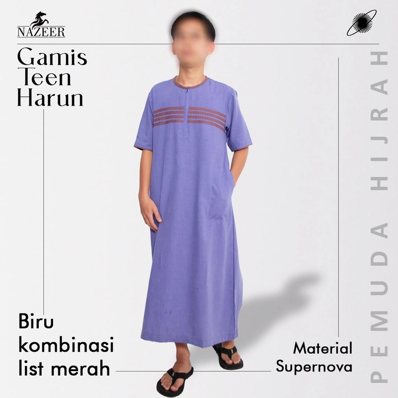 Product image Nazeer - Gamis Teen Harun (Anak Remaja Pria) 10 Biru Merah